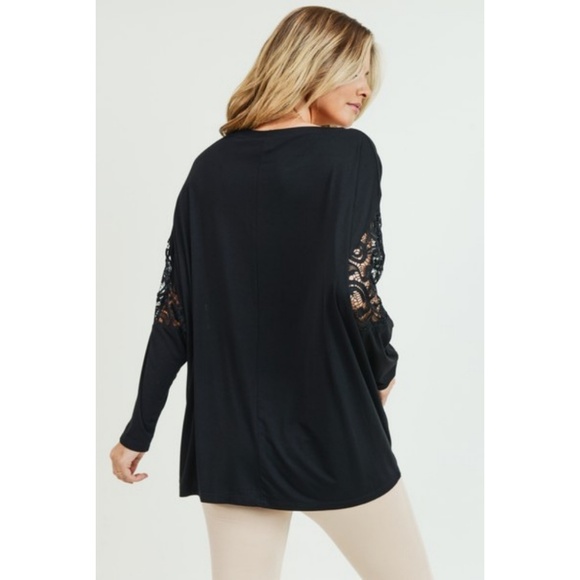Women's Soft Knit Dolman Sleeve Top Stretchy Black - Picture 5 of 6